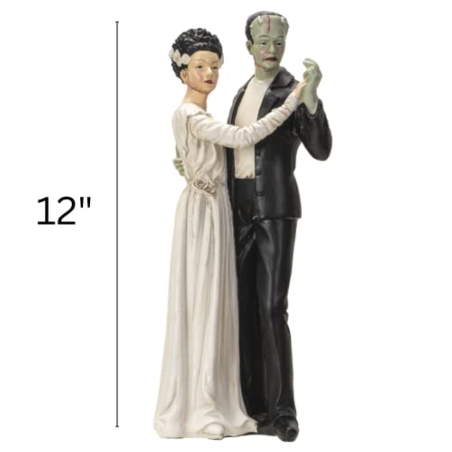 Frankenstein and Bride Dancing Figurine Gothic Decoration Statue 5.25 x 12 Inches