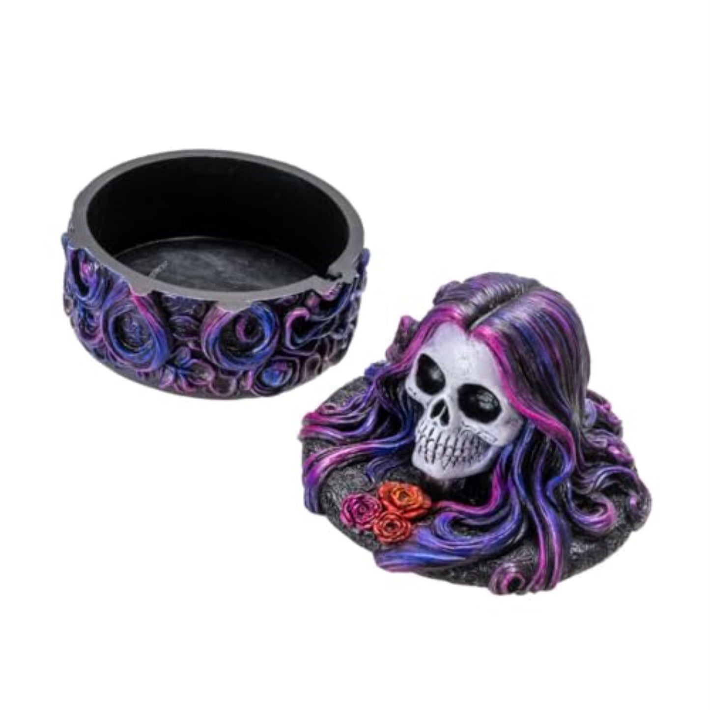 Sugar Skull Box with Floral Hair Design and Day of the Dead Aesthetic Ideal for Storing Jewelry Decorative Box
