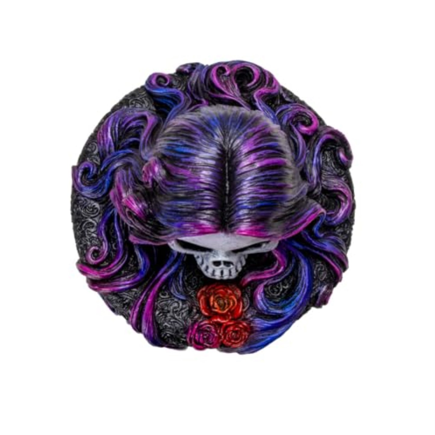 Sugar Skull Box with Floral Hair Design and Day of the Dead Aesthetic Ideal for Storing Jewelry Decorative Box