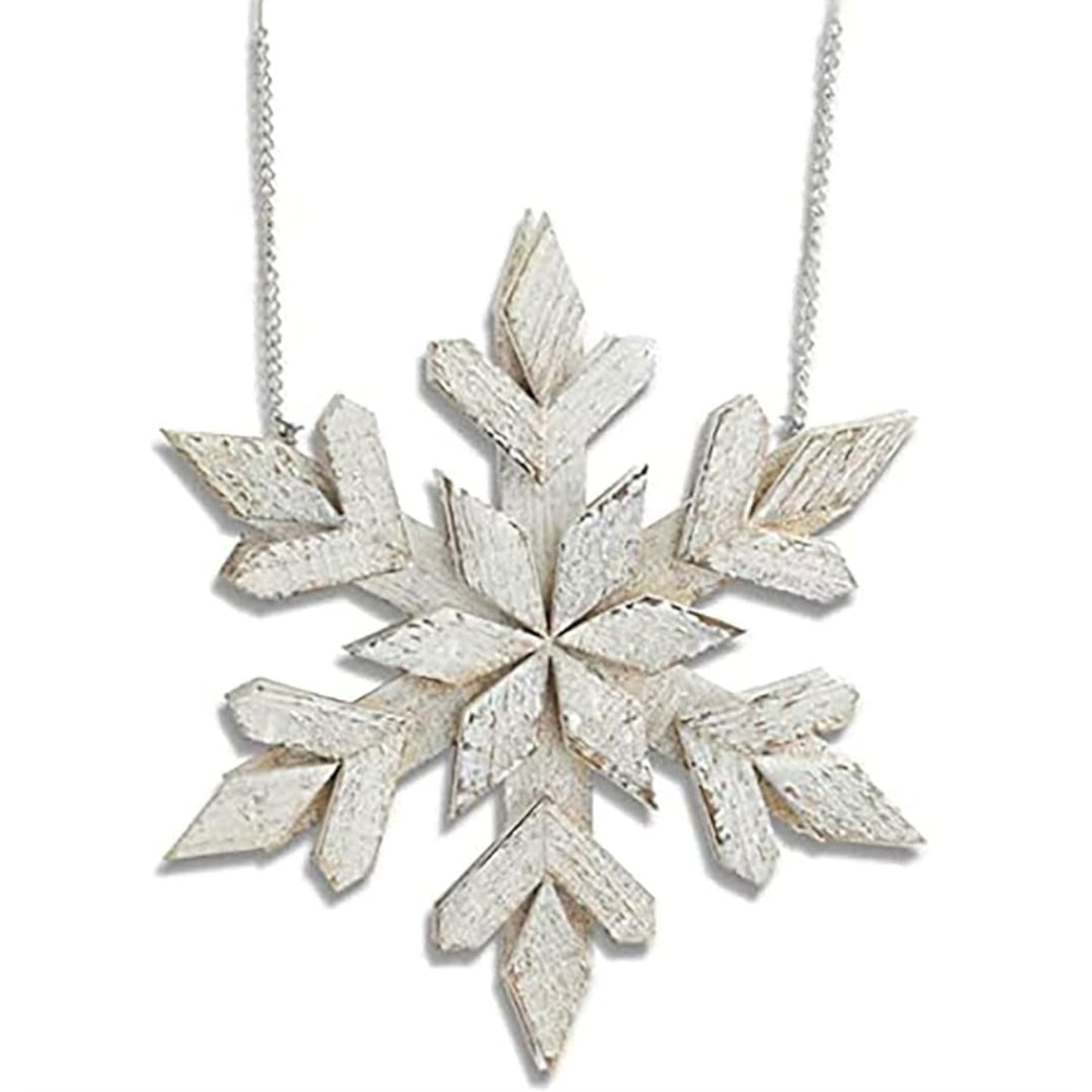 K&K Interiors Whitewash Double Sided Wood Snowflake Christmas Arrow Replacement Sign 11 inch - Arrow Sold Separately