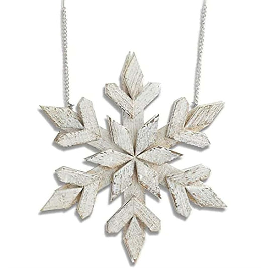 K&K Interiors Whitewash Double Sided Wood Snowflake Christmas Arrow Replacement Sign 11 inch - Arrow Sold Separately