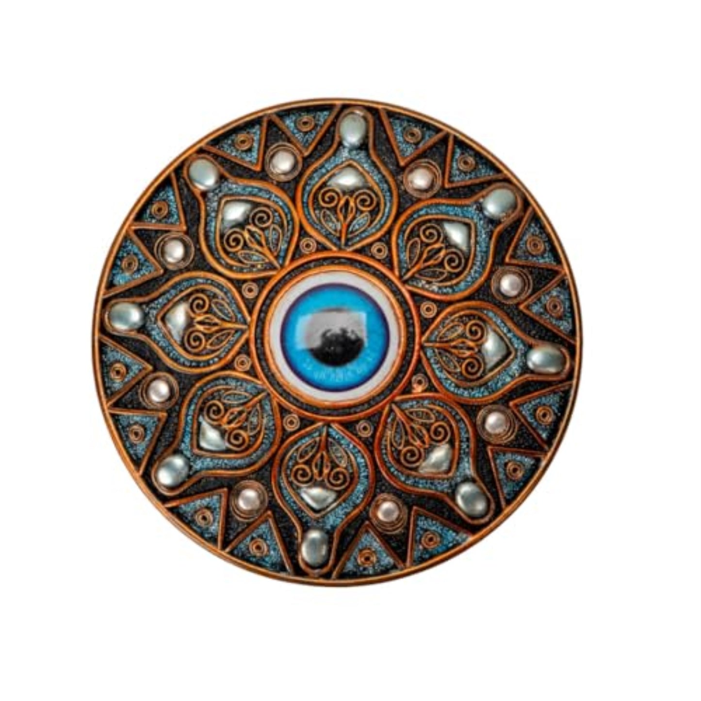 Evil Eye Round Resin Jewelry Trinket Keepsake Box Ancient Middle Eastern Design