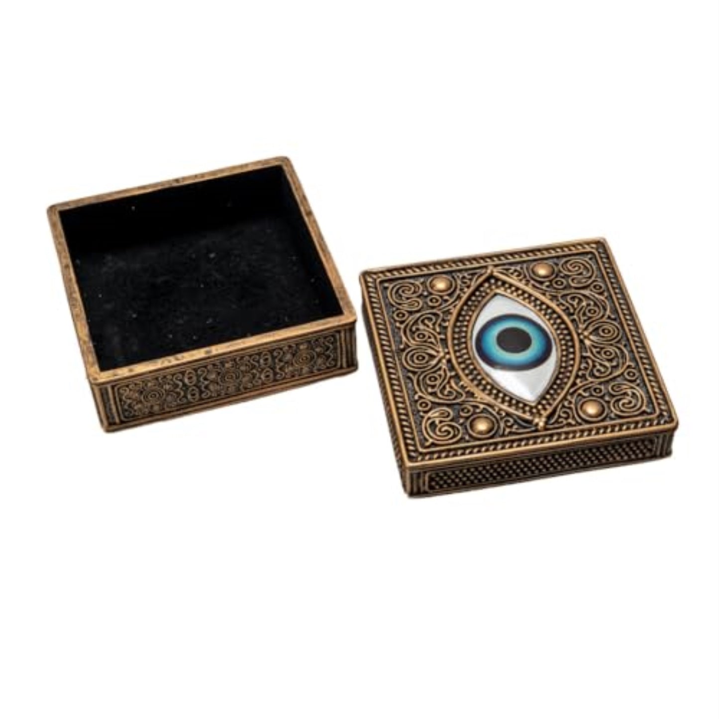 Evil Eye Square Resin Jewelry Trinket Keepsake Box Container 4.4 inch
