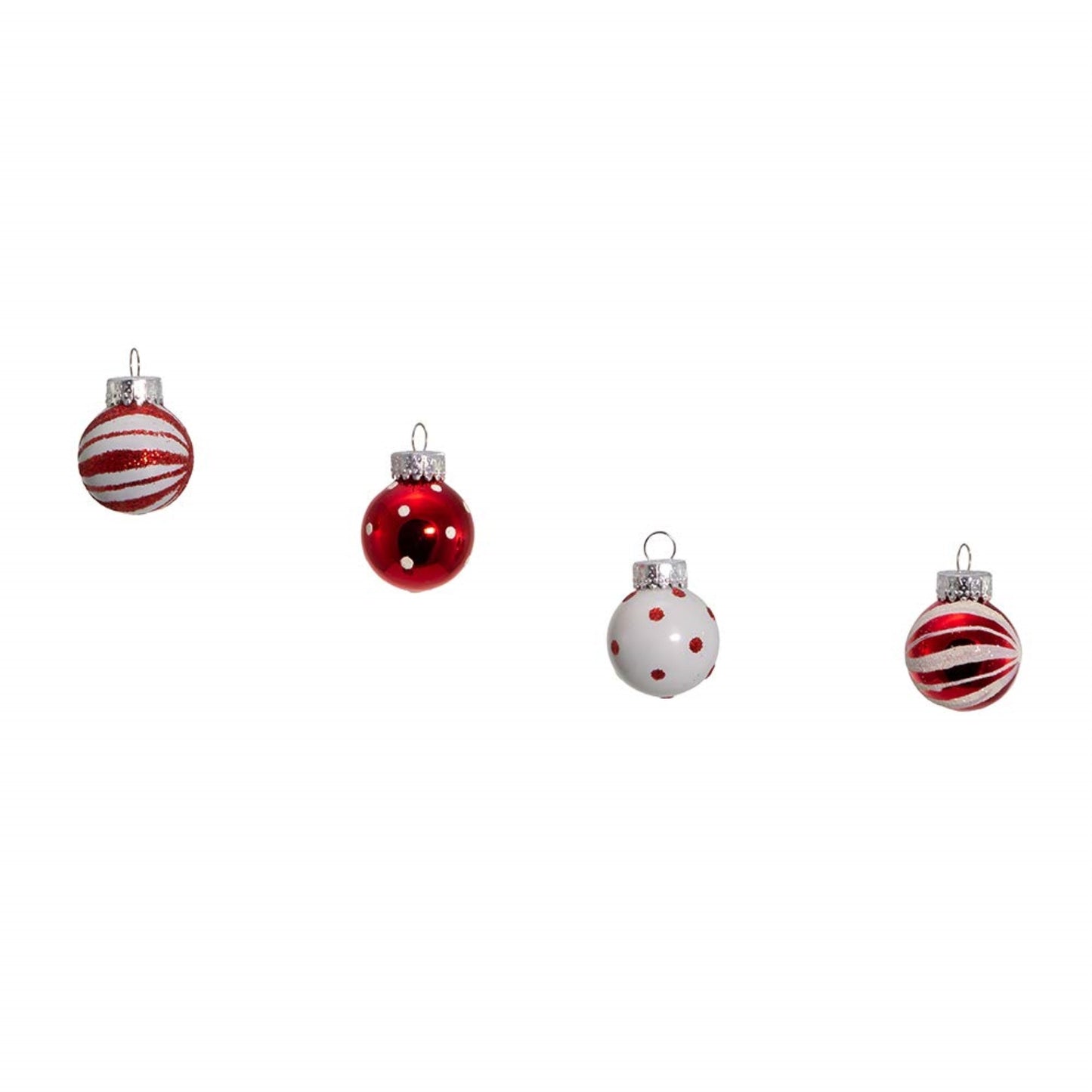 Kurt Adler 25mm Red and White Glass Deco Balls Miniature Christmas Tree Ornaments 12 piece set 1 inch