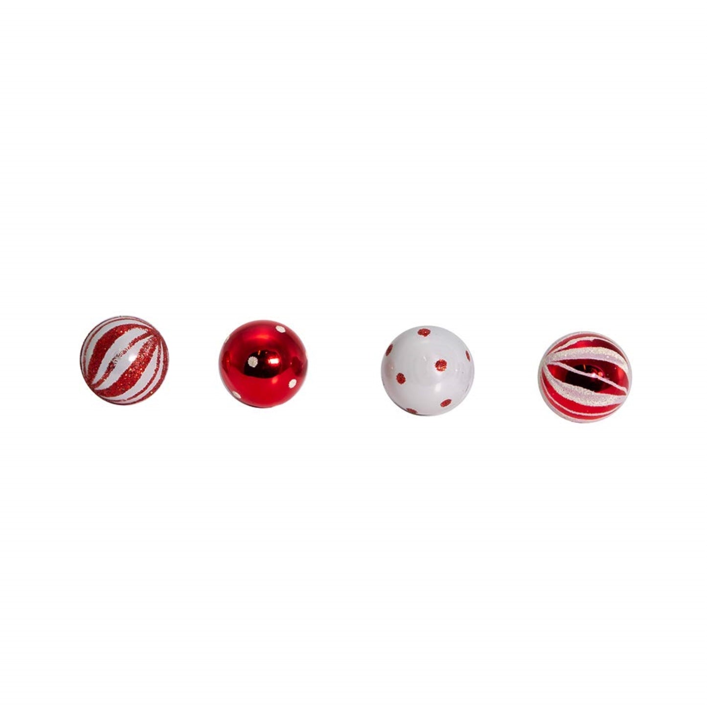 Kurt Adler 25mm Red and White Glass Deco Balls Miniature Christmas Tree Ornaments 12 piece set 1 inch