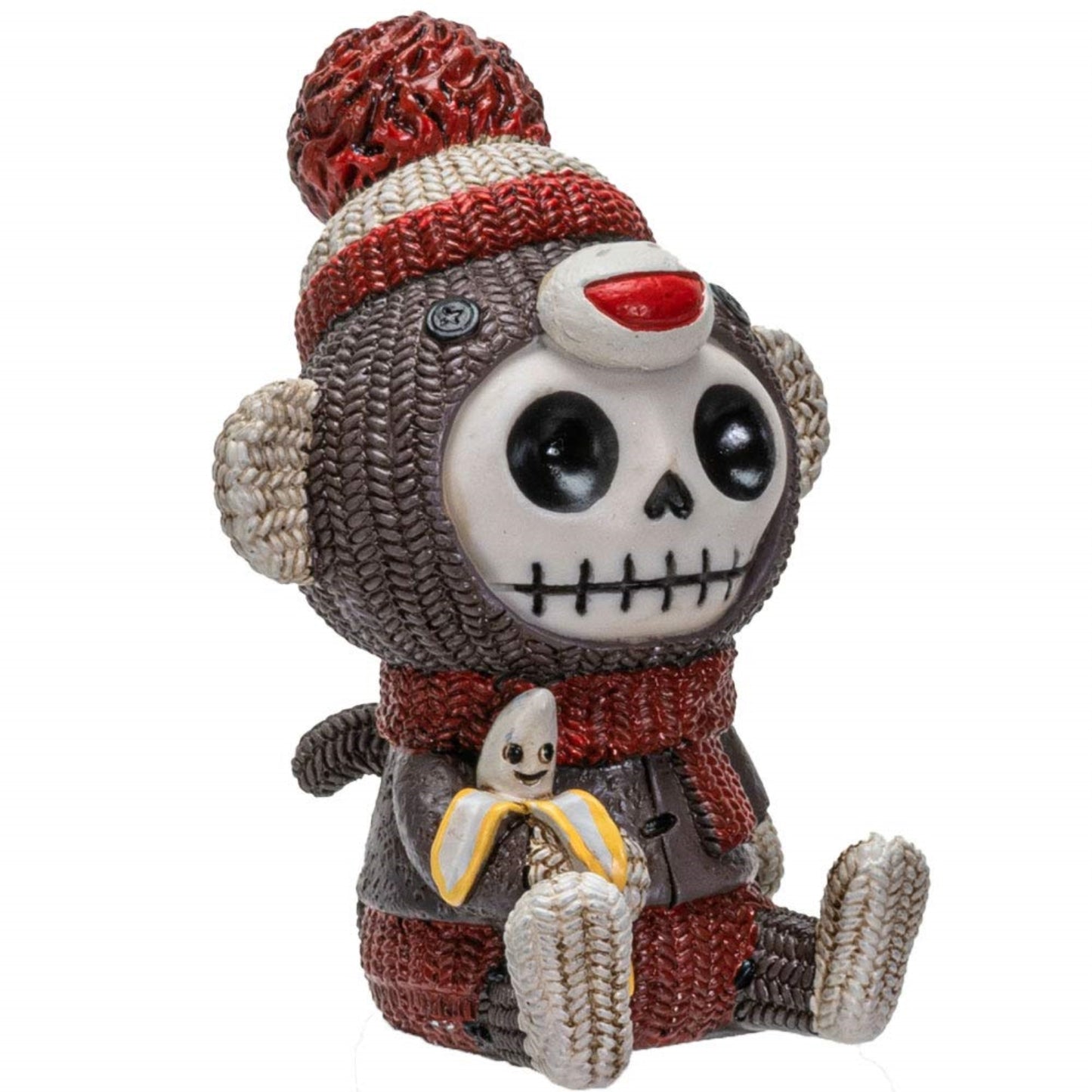 Furrybones Sock Munky Figurine Decorative Skeleton in Stuffed Toy Sock Monkey Costume 3 Inch Tall