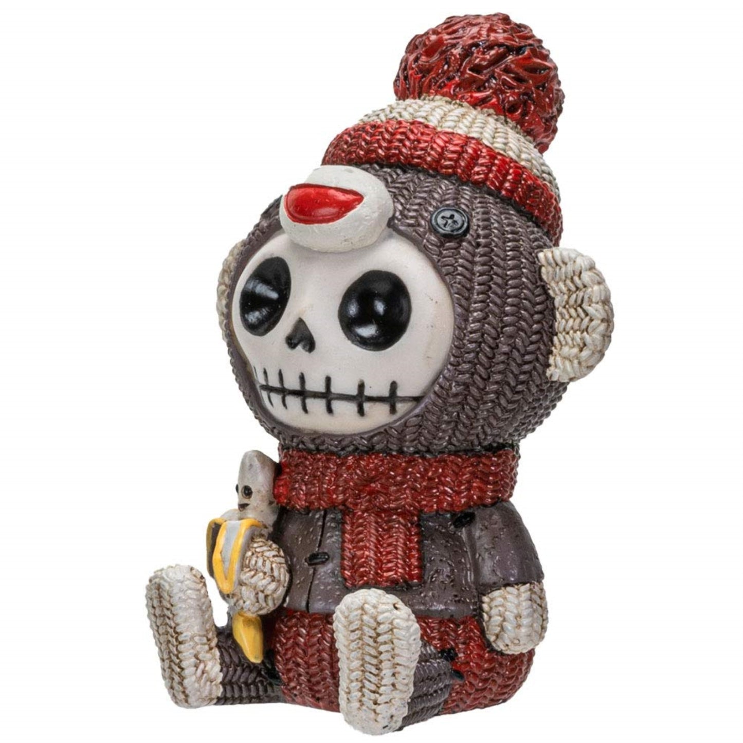 Furrybones Sock Munky Figurine Decorative Skeleton in Stuffed Toy Sock Monkey Costume 3 Inch Tall