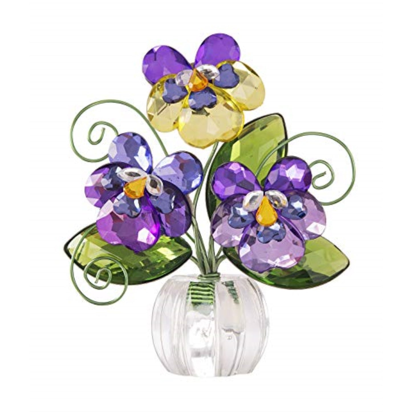 Ganz Pansy Posy Pot Acrylic Multicolored Flower Figurine 4 inch