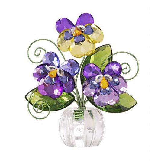 Ganz Pansy Posy Pot Acrylic Multicolored Flower Figurine 4 inch