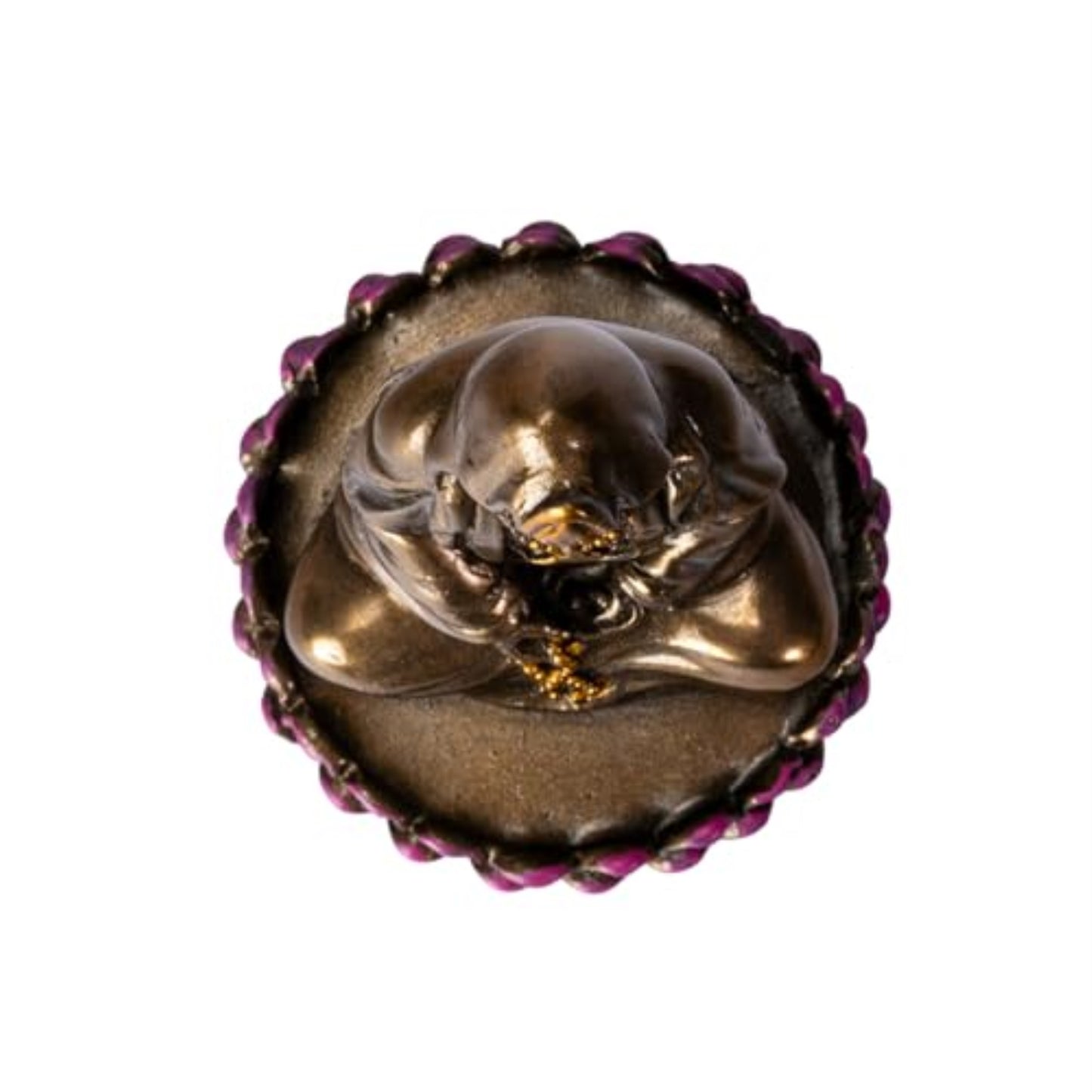 Small Sitting Lotus Kuan Yin Bronze Color Resin Statue Figurine 3.4 inch