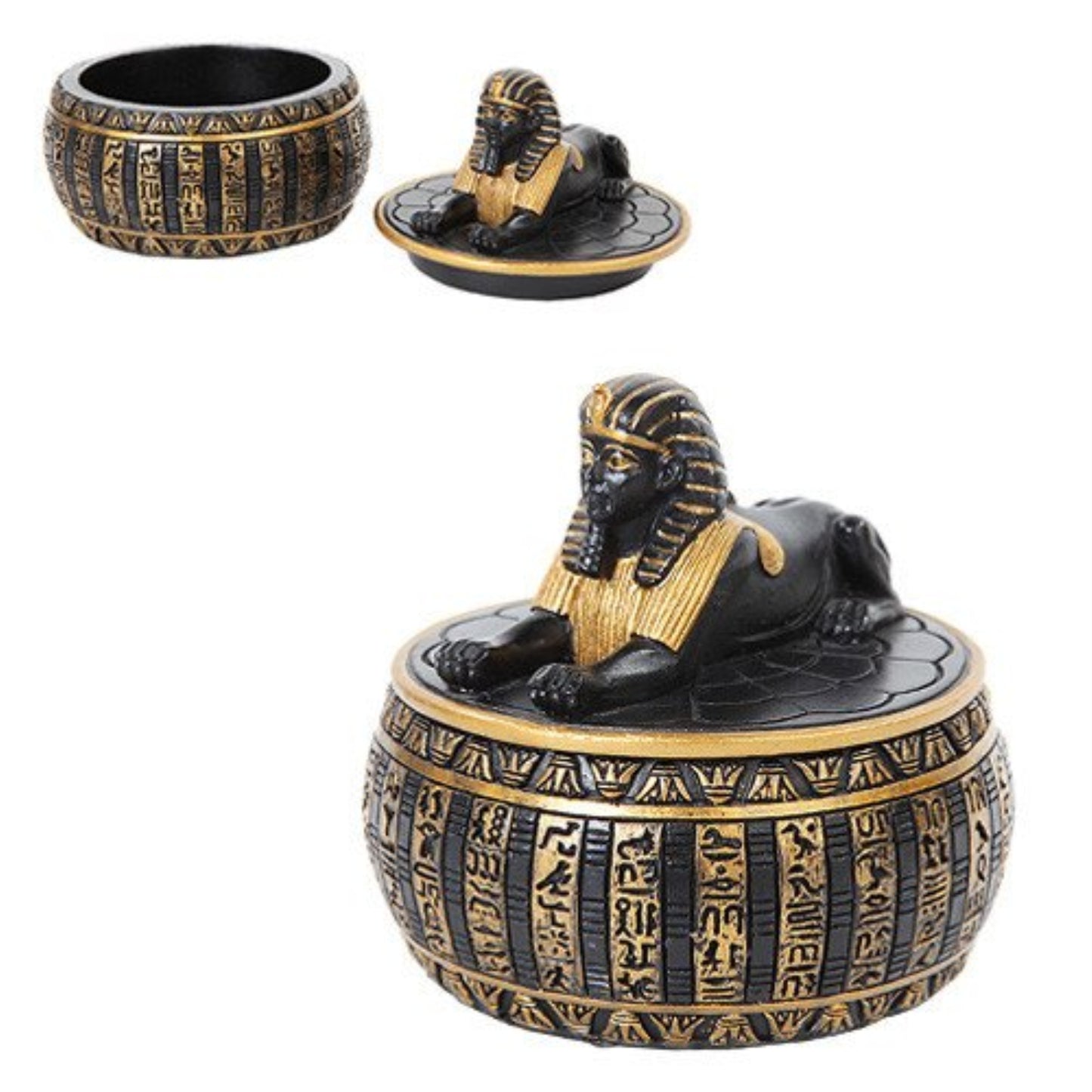 Egyptian Theme Guardian Sphinx Decorative Jewelry Trinket Keepsake Box Classical Egypt 4 x 3.5 inch
