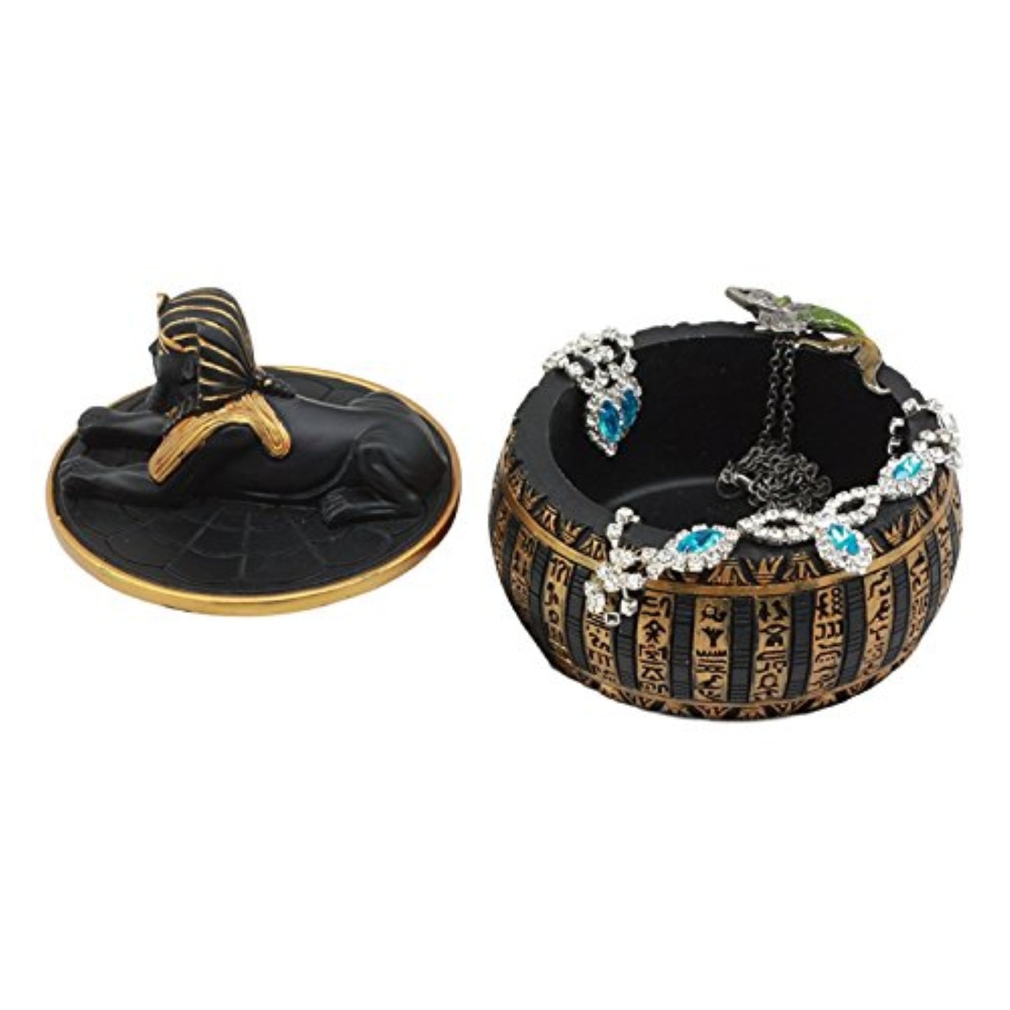 Egyptian Theme Guardian Sphinx Decorative Jewelry Trinket Keepsake Box Classical Egypt 4 x 3.5 inch
