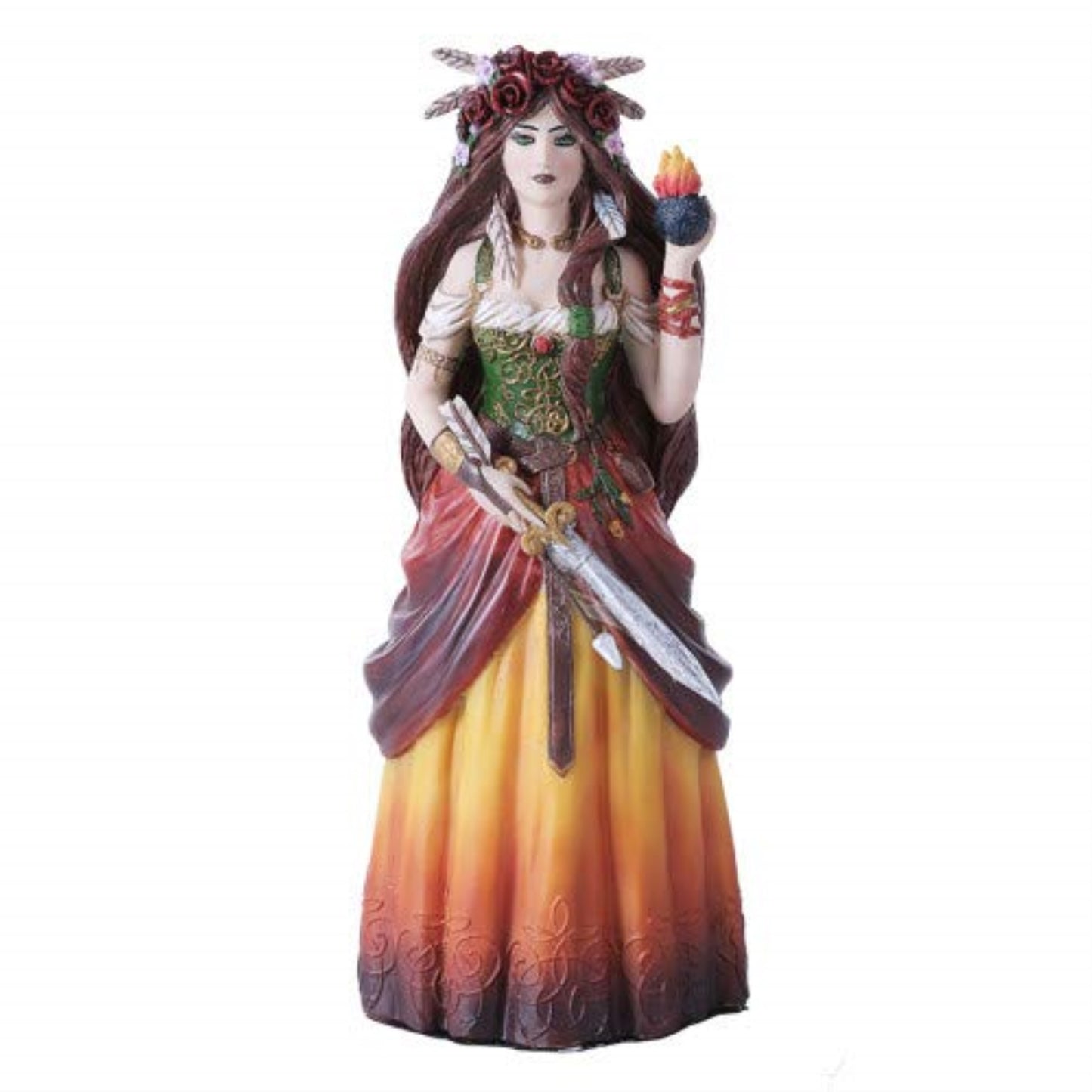 Celtic Goddess Brigid Statue Figurine in Color 8 inch