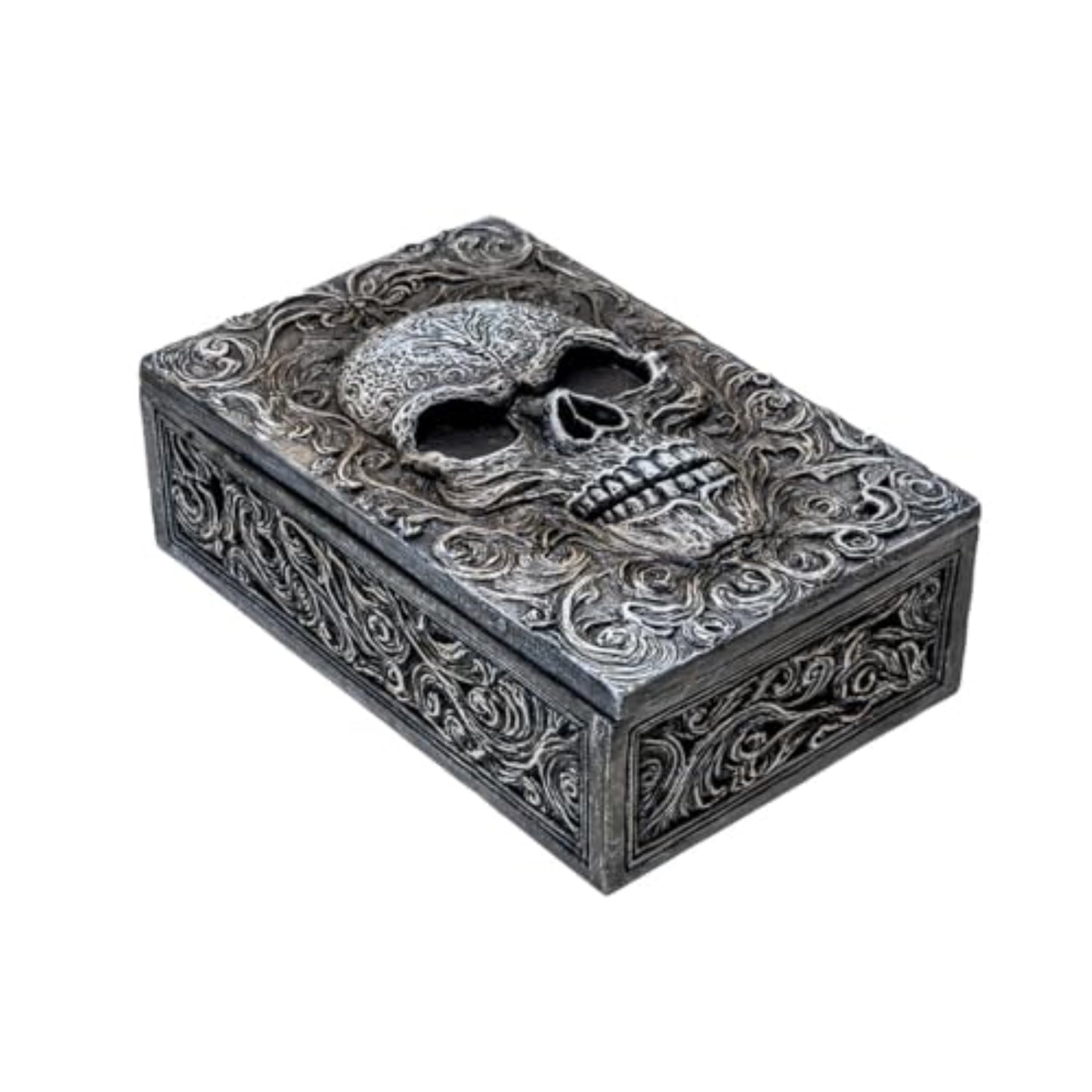 Skull Tarot Box Gothic Decorative Storage Container for Tarot Cards Jewelry Crystals or Trinkets Resin Keepsake Holder