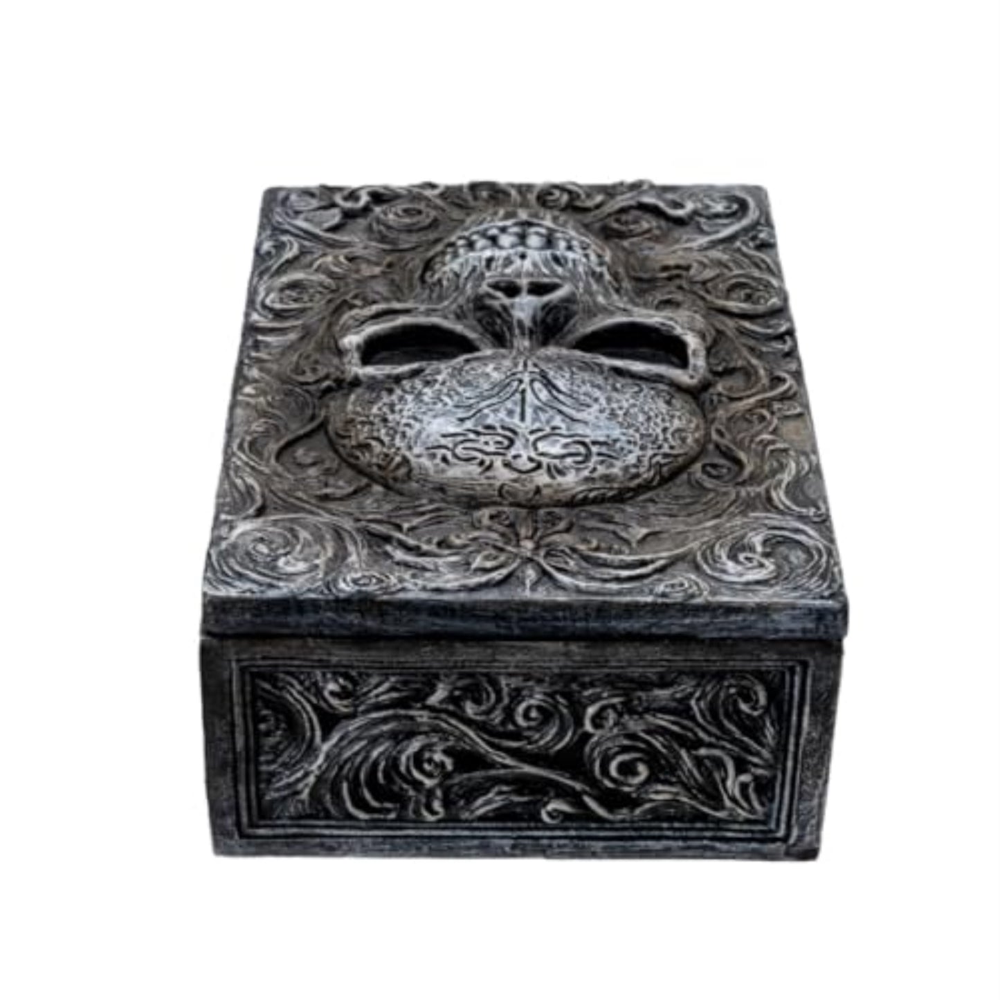 Skull Tarot Box Gothic Decorative Storage Container for Tarot Cards Jewelry Crystals or Trinkets Resin Keepsake Holder