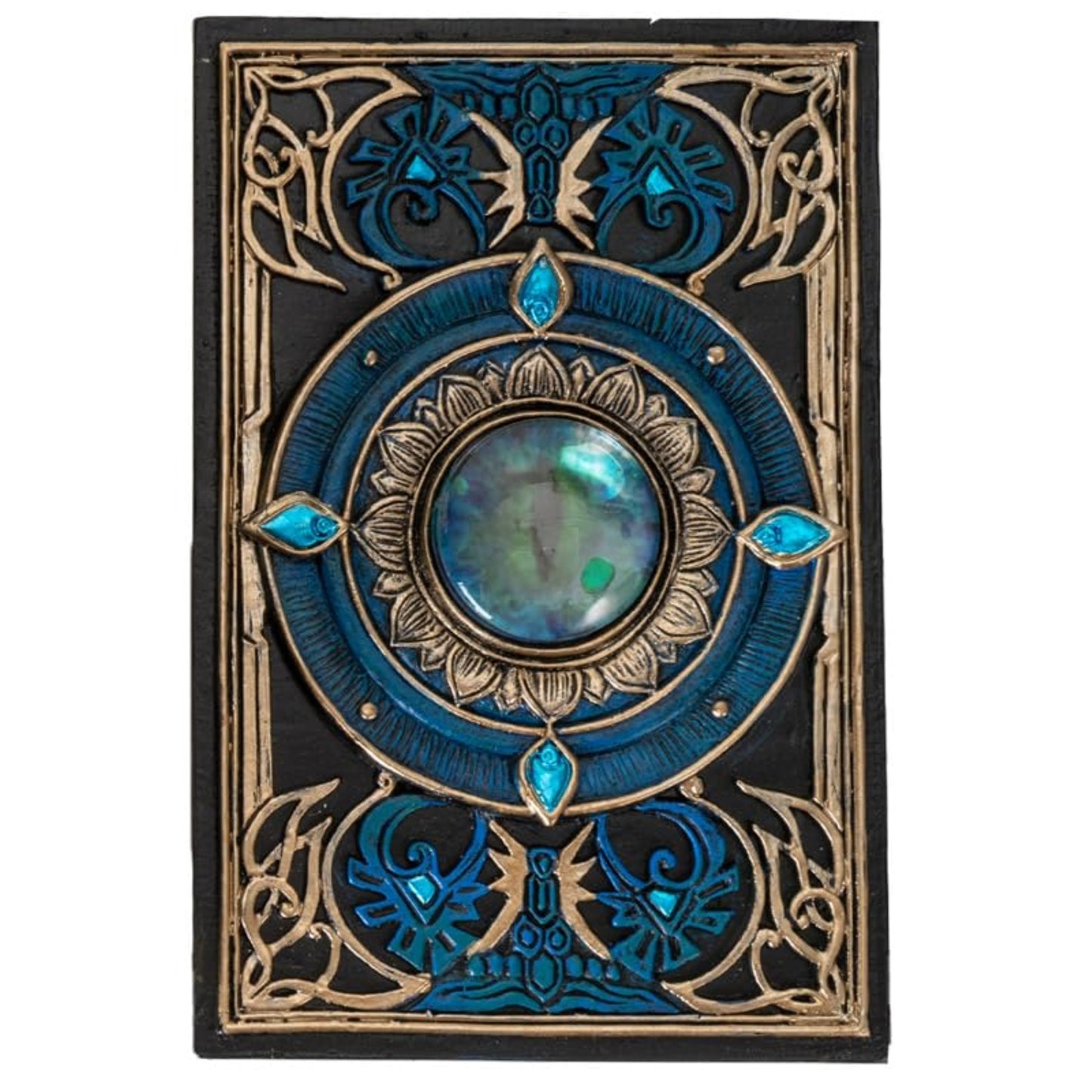 All Seeing Eye Tarot Box with Intricate Blue Accents and Crystal Inlay for Tarot Cards Jewelry or Keepsake Storage
