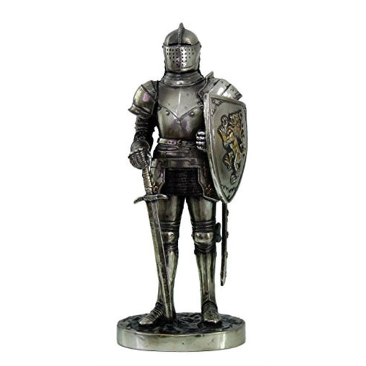 Medieval Knight with Shield and Sword Statue Figurine 7 inch
