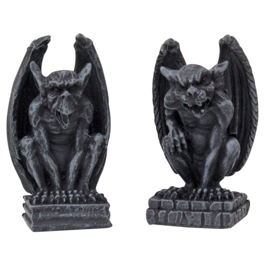 Miniature Evil Gargoyles Resin Statue Gothic Figurines Set of Two 2.5 inch