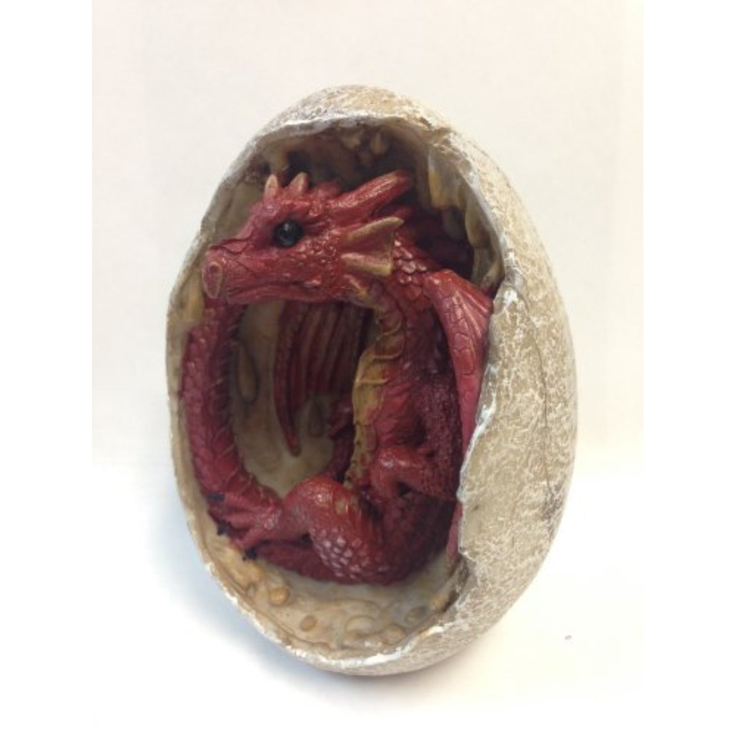 Red Dragon Hatchling in Egg Casing Statue Figurine 4.75 inch