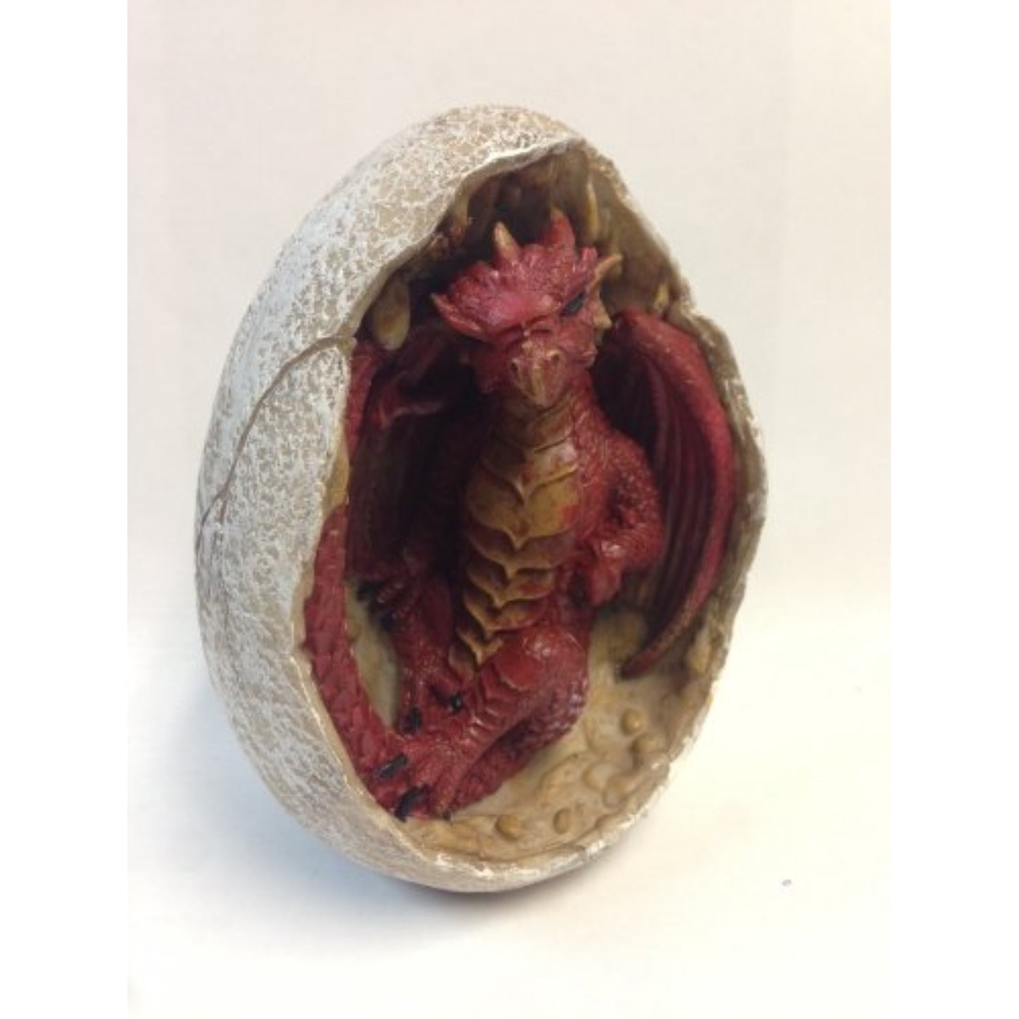 Red Dragon Hatchling in Egg Casing Statue Figurine 4.75 inch