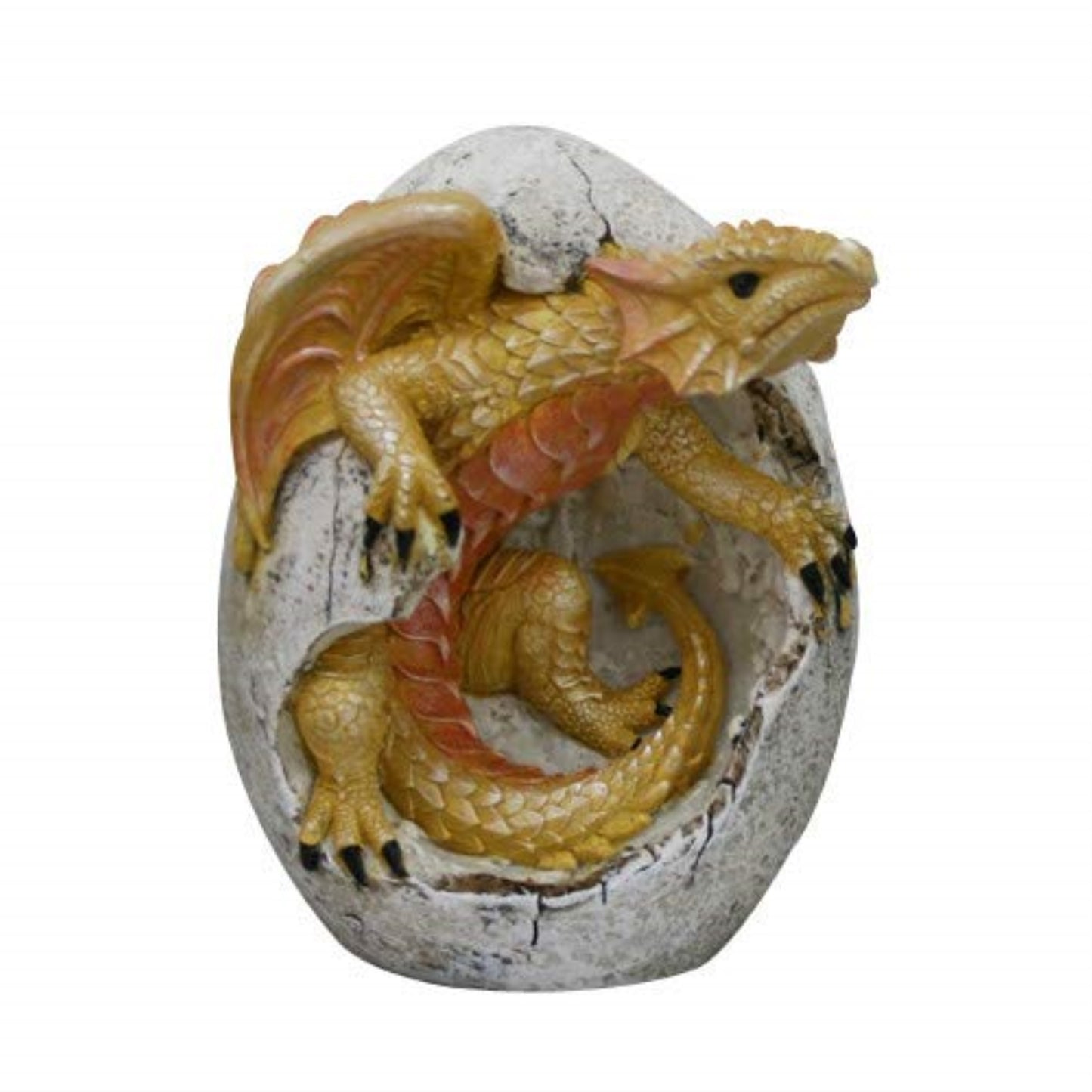 Yellow Dragon Hatchling in Egg Casing Statue Figurine 4.75 inch
