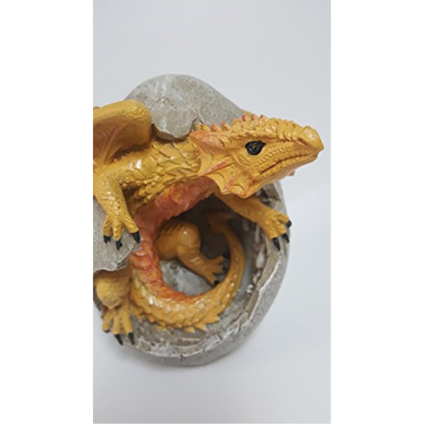 Yellow Dragon Hatchling in Egg Casing Statue Figurine 4.75 inch