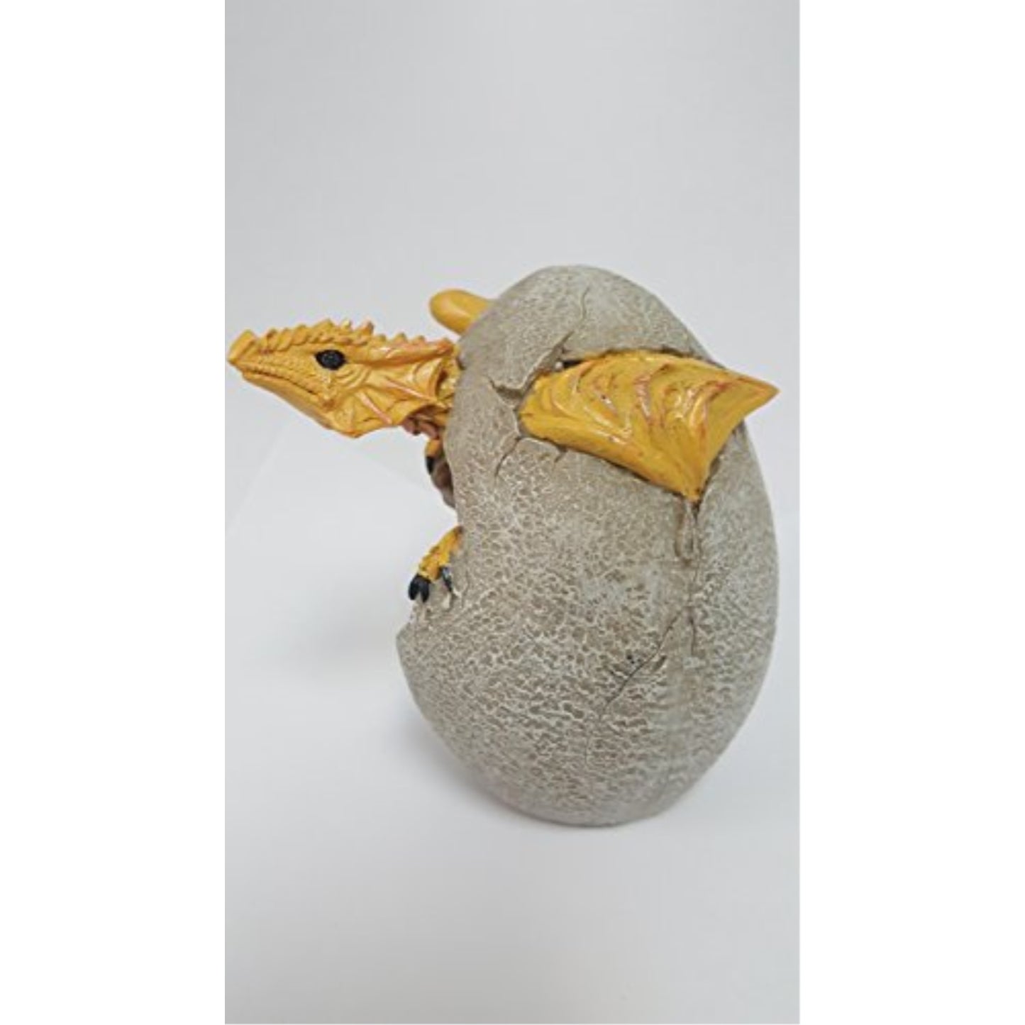 Yellow Dragon Hatchling in Egg Casing Statue Figurine 4.75 inch
