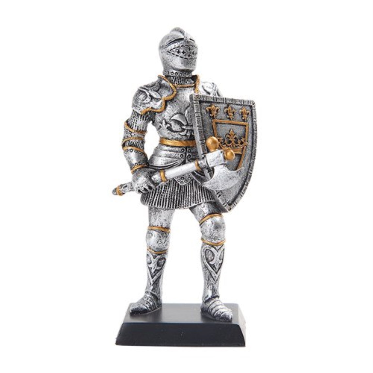 Armored Medieval Knight with Axe and Shield Statue Figurine 5 inch