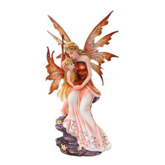 Mother and Baby Fairy Figurine Hand-Painted Resin Statue for Home Decor 8 inch Collectible