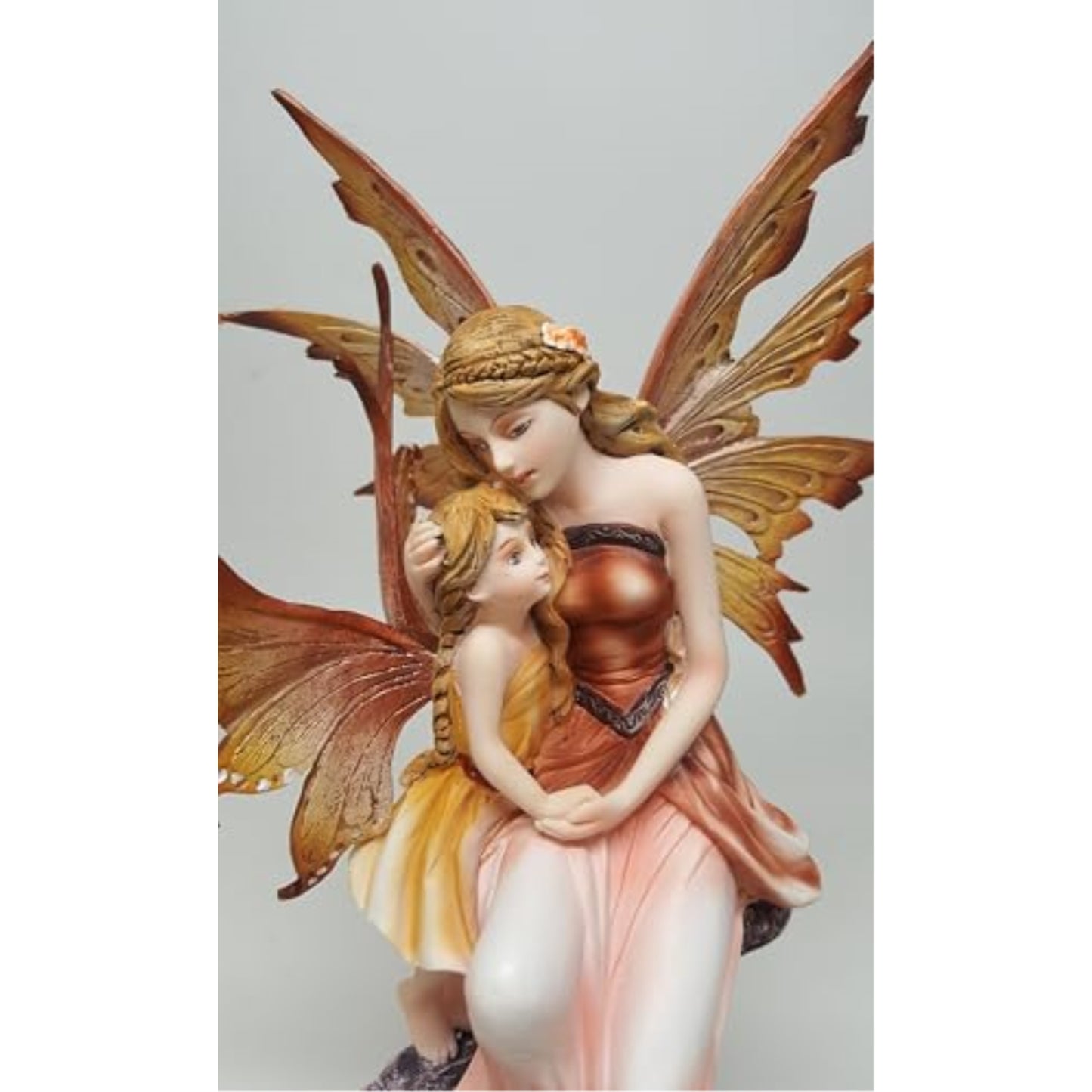 Mother and Baby Fairy Figurine Hand-Painted Resin Statue for Home Decor 8 inch Collectible