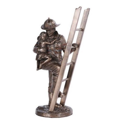 Fireman Rescue Collectible Statue Made of Polyresin 8.75 inch