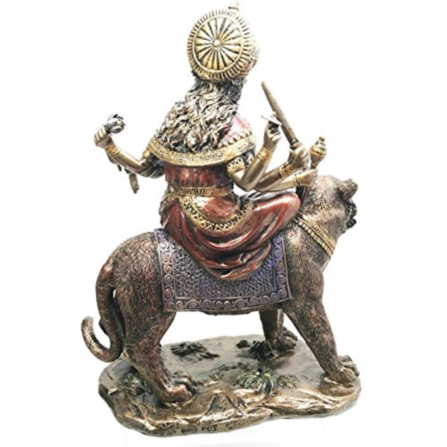 Eastern Enlightenment Durga On Tiger Statue Decorative Resin Piece 8.5 inch