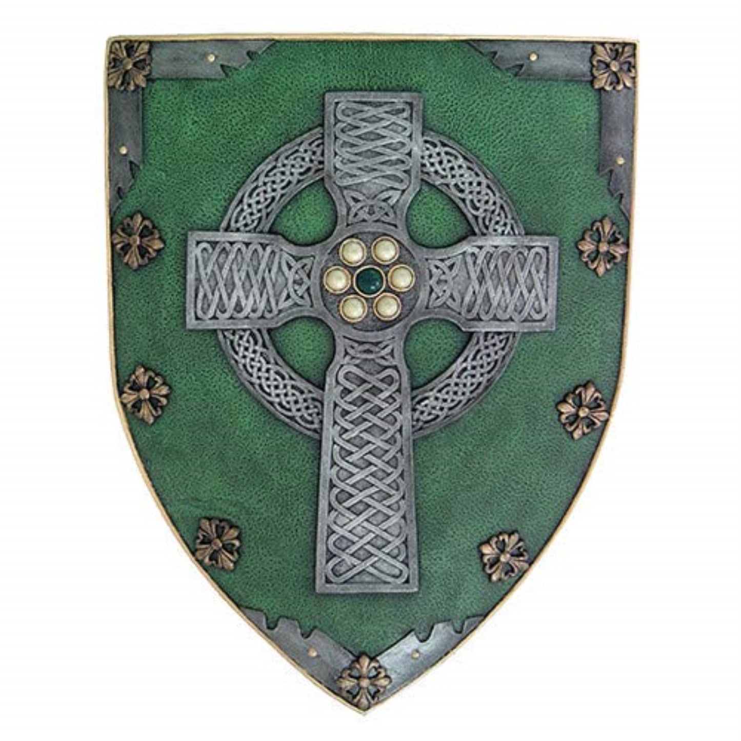 Celtic Cross Warriors Faith Shield Wall Sculpture Decor 13 x 18 inch