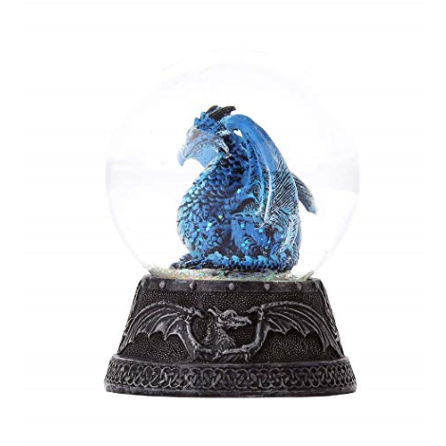 Quicksilver Blue Dragon Ball Water Globe with Glitters 80mm Resin Figurine Home Decor