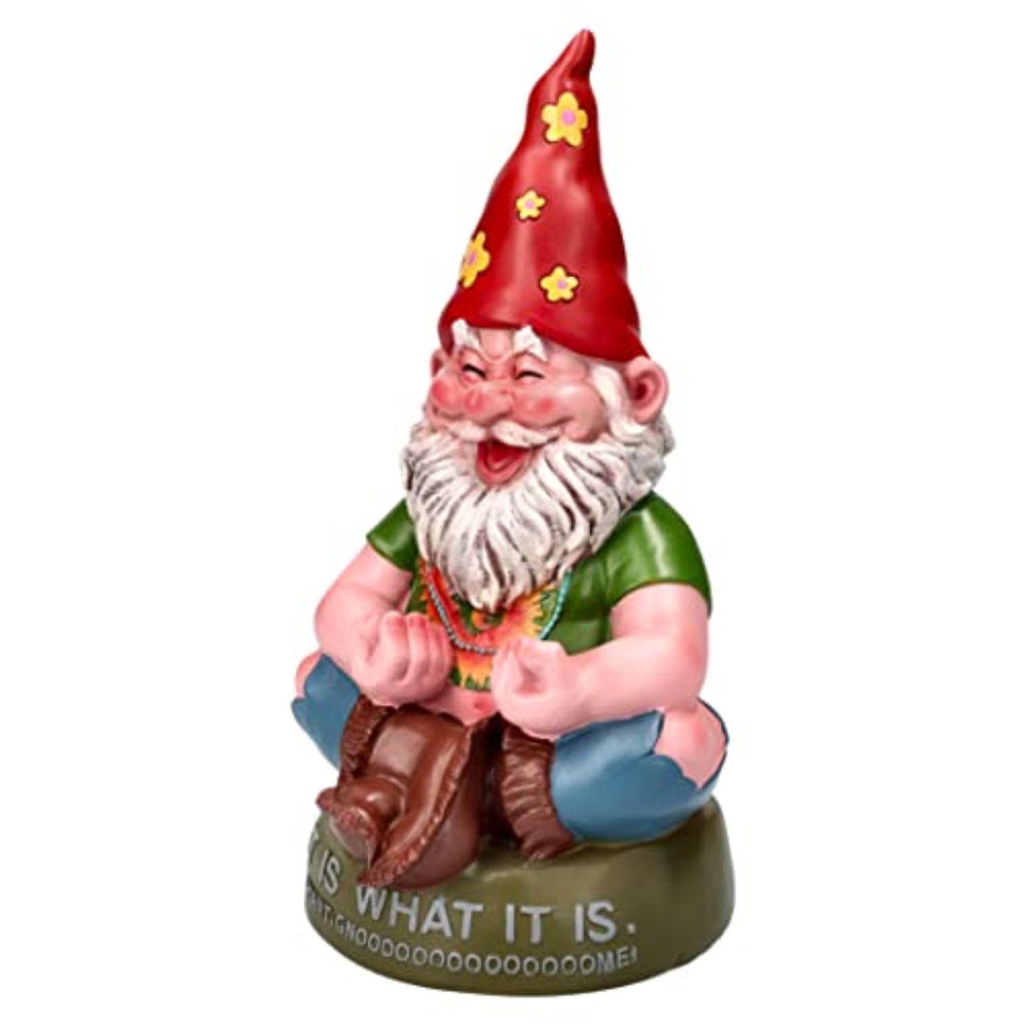Hippie Gnome Meditating Chant Gnome It Is What It Is Outdoor Statue 10.5 Inch Tall