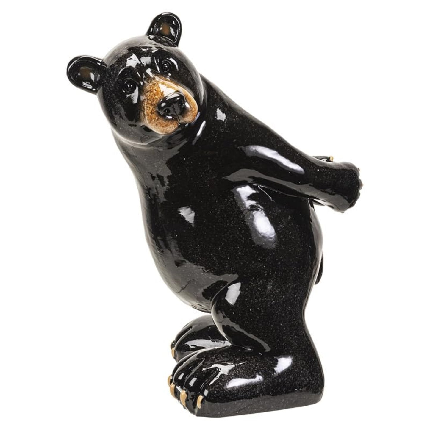 Black Bear Wine Bottle Holder Decorative Resin Wine Stand Single Bottle Display Rack for Kitchen 11.1 inch