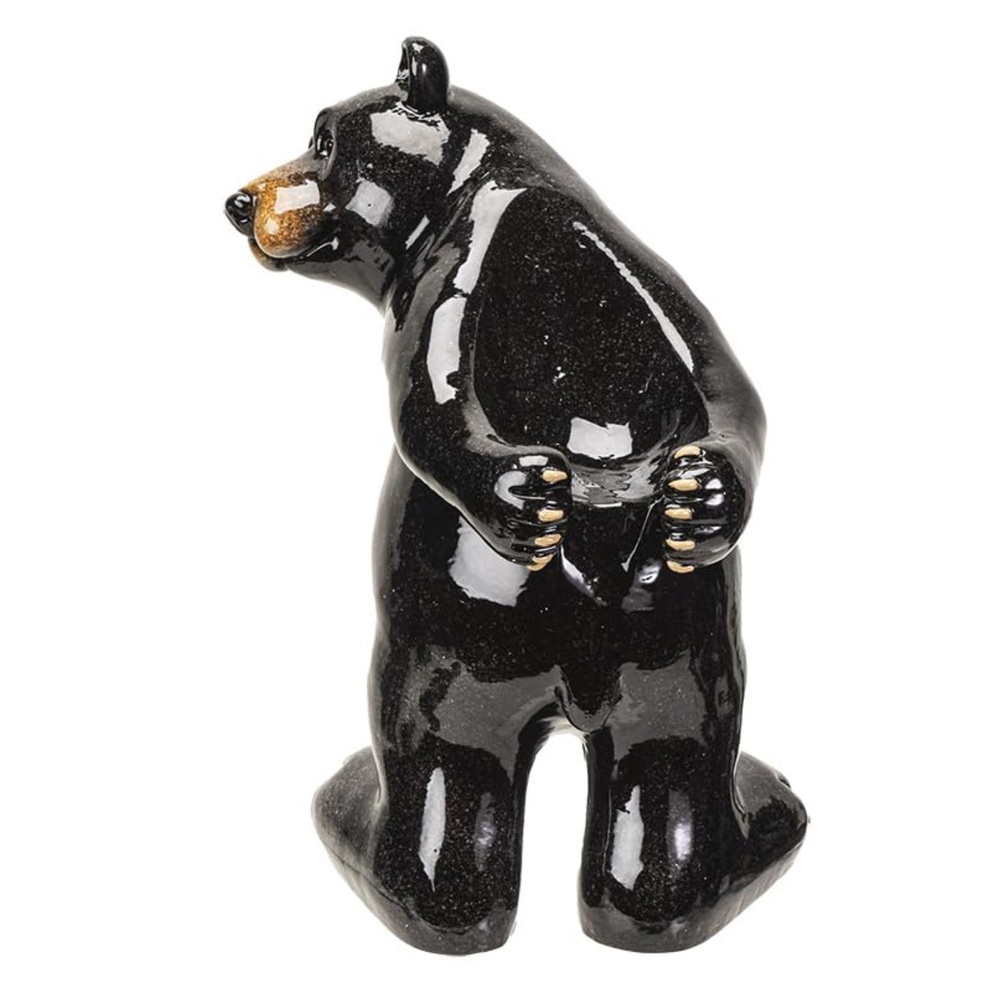 Black Bear Wine Bottle Holder Decorative Resin Wine Stand Single Bottle Display Rack for Kitchen 11.1 inch