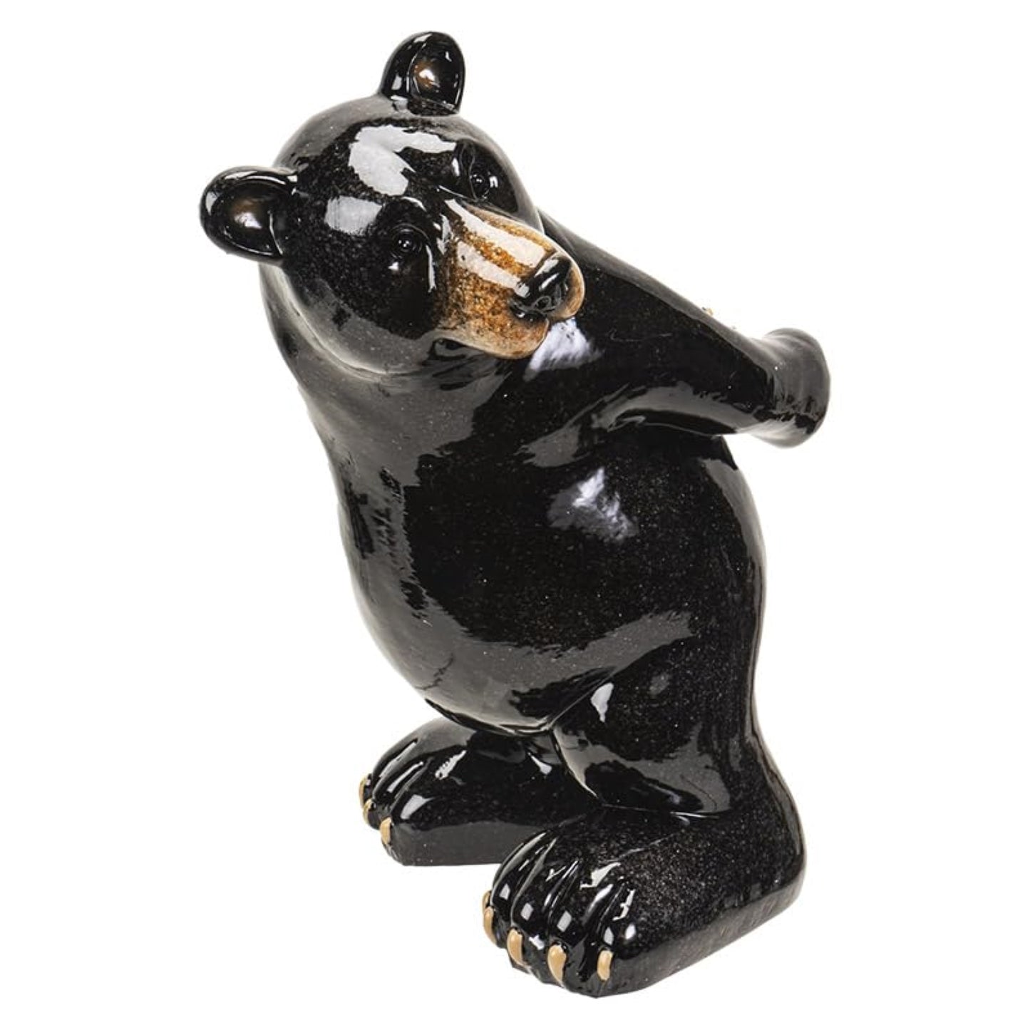 Black Bear Wine Bottle Holder Decorative Resin Wine Stand Single Bottle Display Rack for Kitchen 11.1 inch