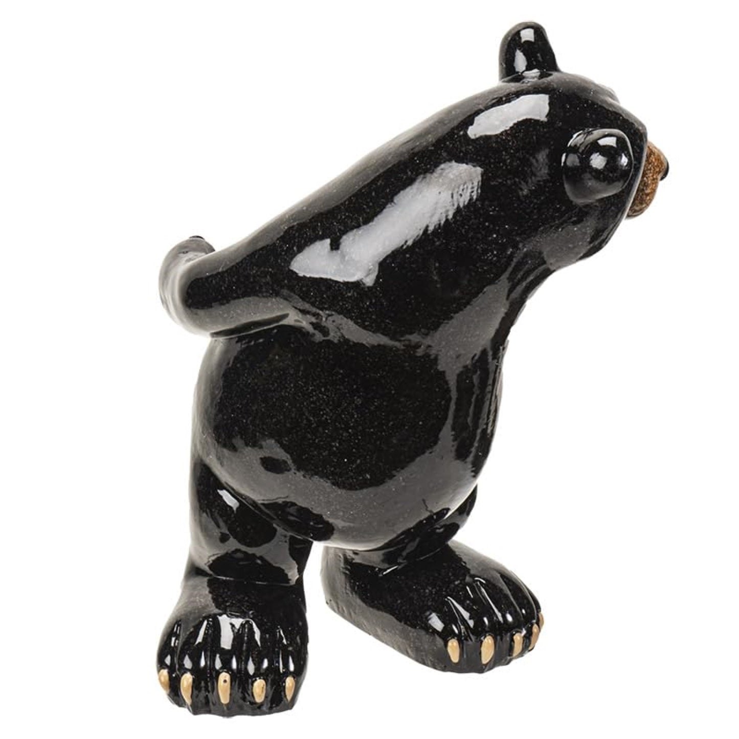 Black Bear Wine Bottle Holder Decorative Resin Wine Stand Single Bottle Display Rack for Kitchen 11.1 inch