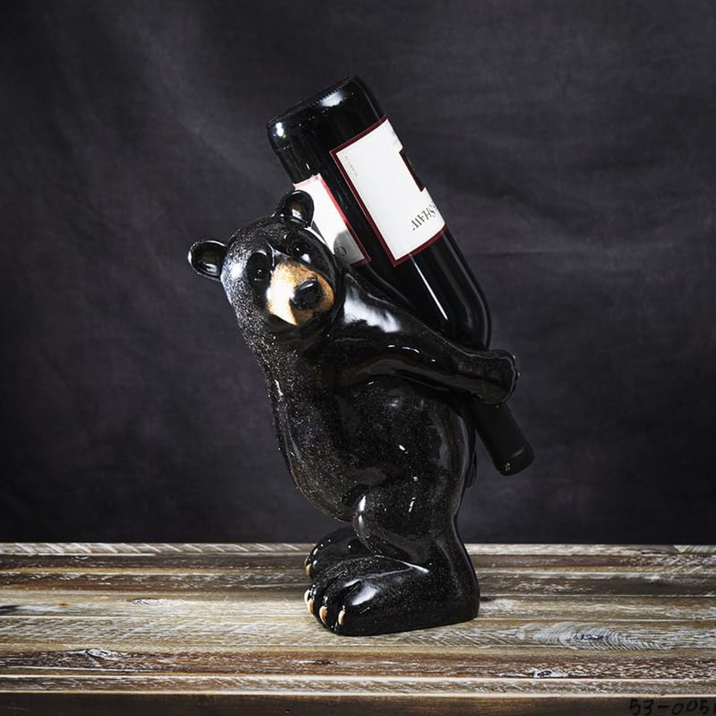 Black Bear Wine Bottle Holder Decorative Resin Wine Stand Single Bottle Display Rack for Kitchen 11.1 inch