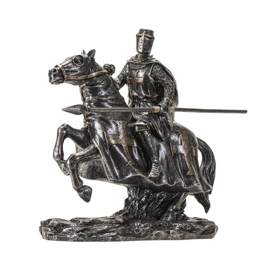 Medieval Knight on Horse with Lance and Armor Resin Statue Figurine 6 inch