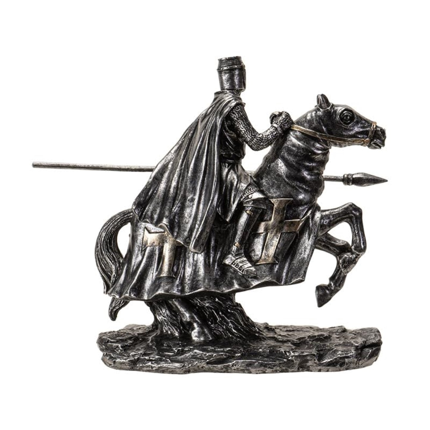 Medieval Knight on Horse with Lance and Armor Resin Statue Figurine 6 inch
