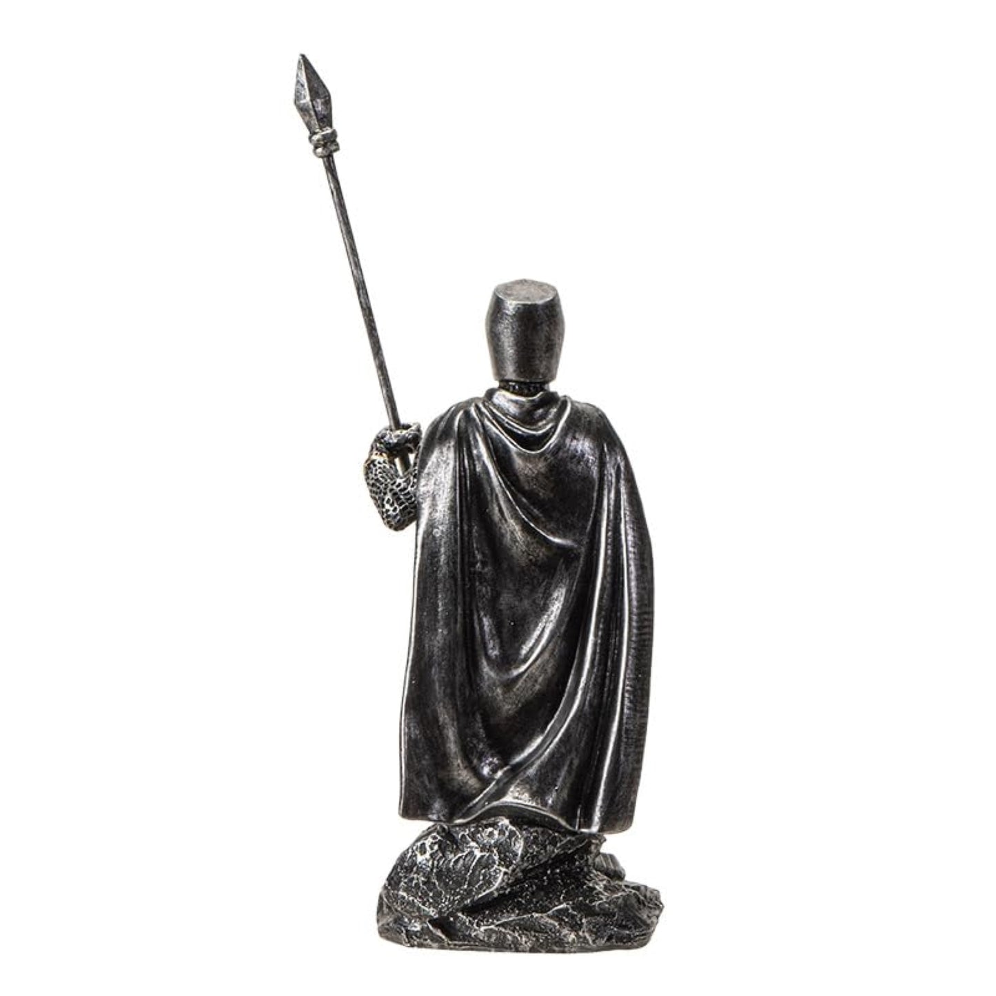 Medieval Knight Figurine with Spear and Shield Detailed Resin Decor 7.2 inches tall