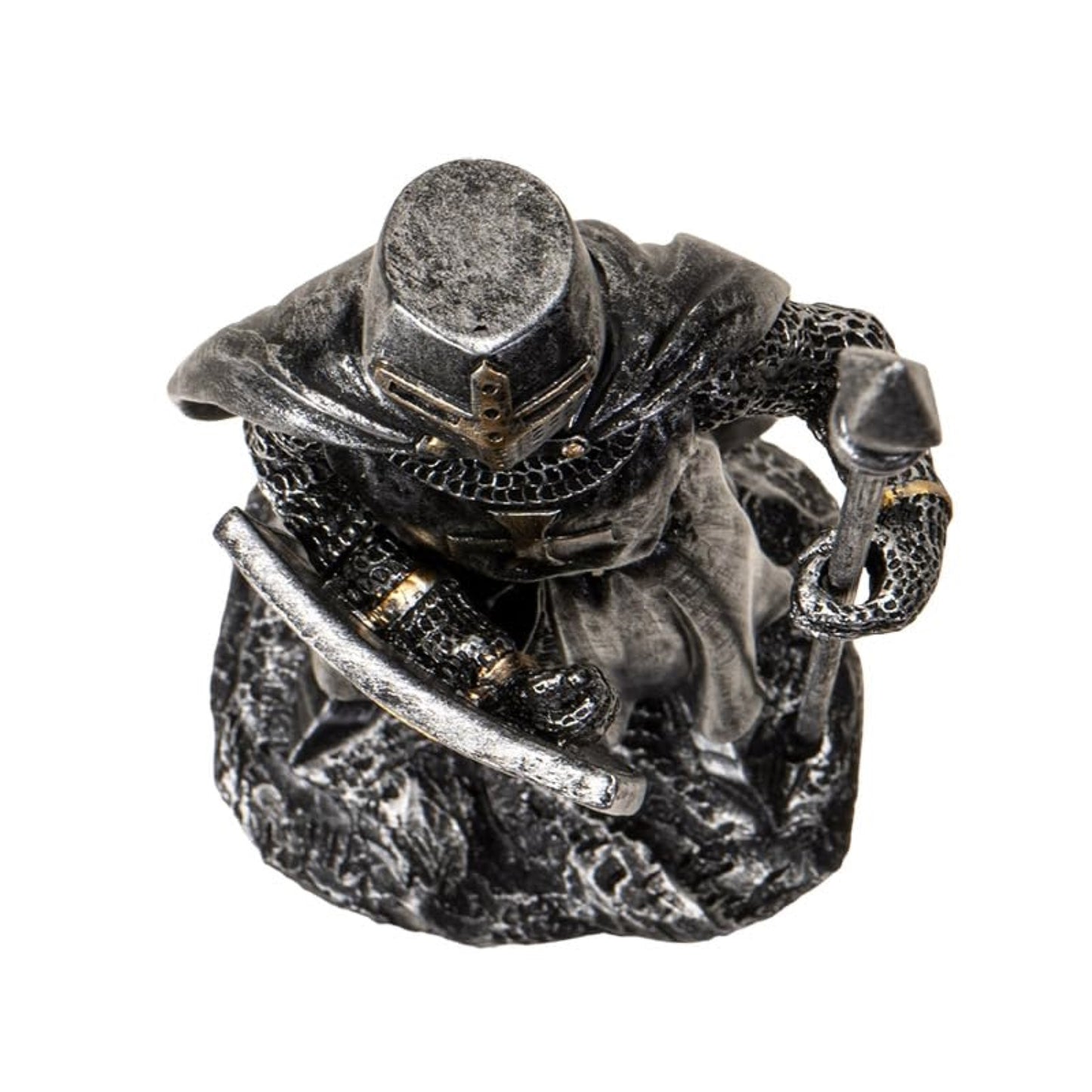Medieval Knight Figurine with Spear and Shield Detailed Resin Decor 7.2 inches tall