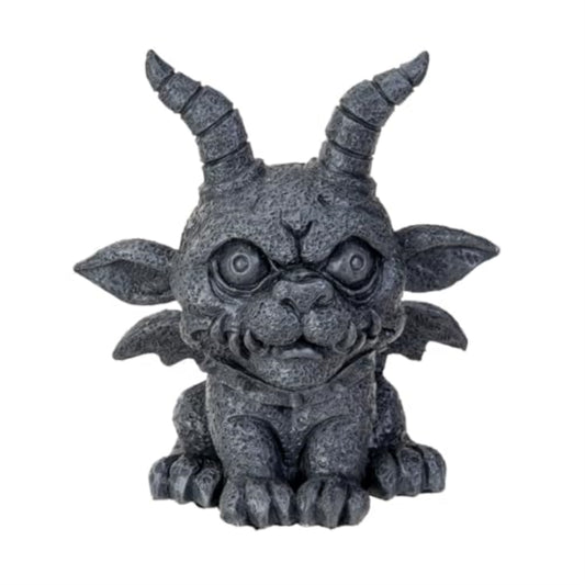Gothic Gargoyle Agamon Resin Figurine Decorative Sculpture with Gray Stone-Look Finish 5.1 inch