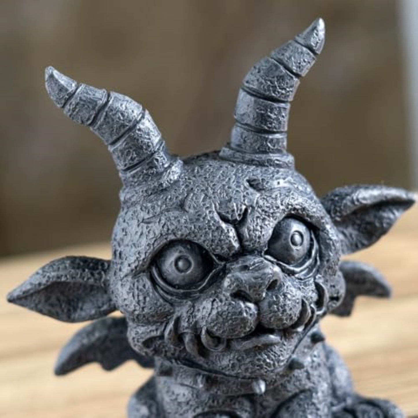 Gothic Gargoyle Agamon Resin Figurine Decorative Sculpture with Gray Stone-Look Finish 5.1 inch