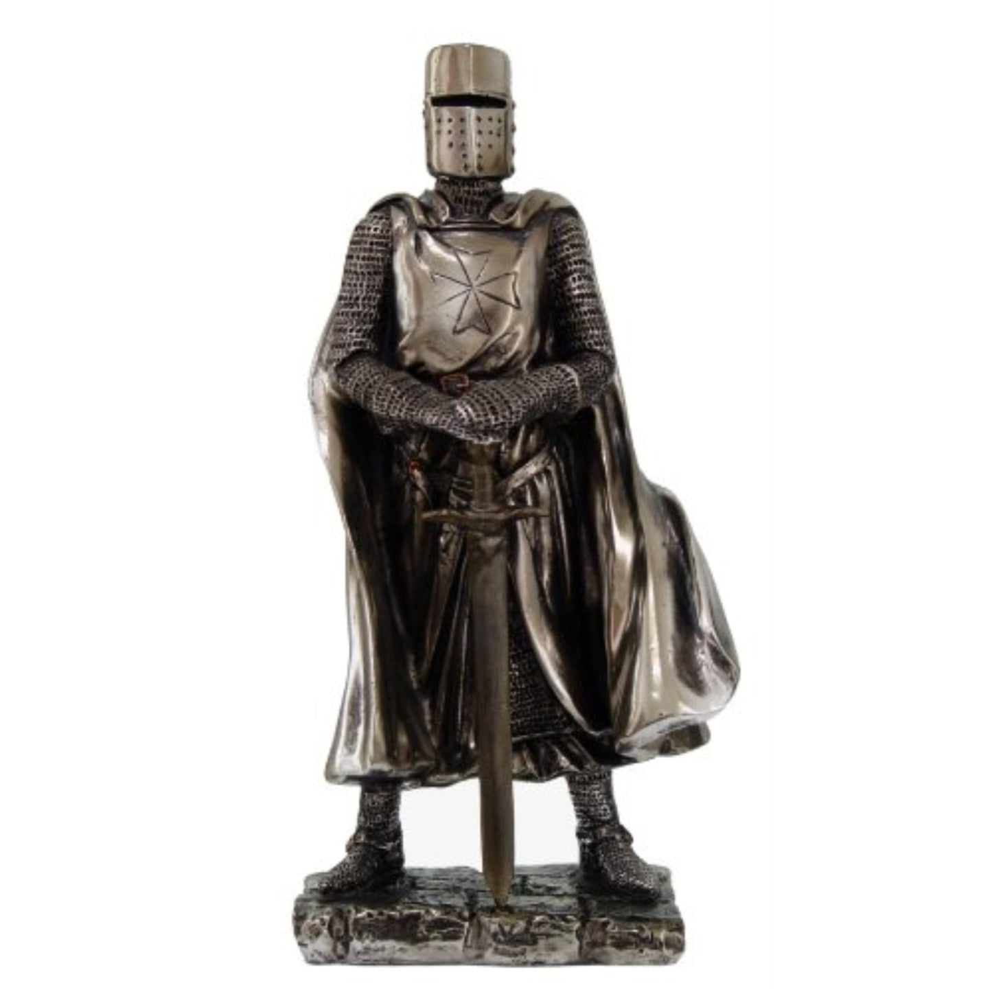 Crusader Armored Knight with Large Sword Statue Figurine 7 inch