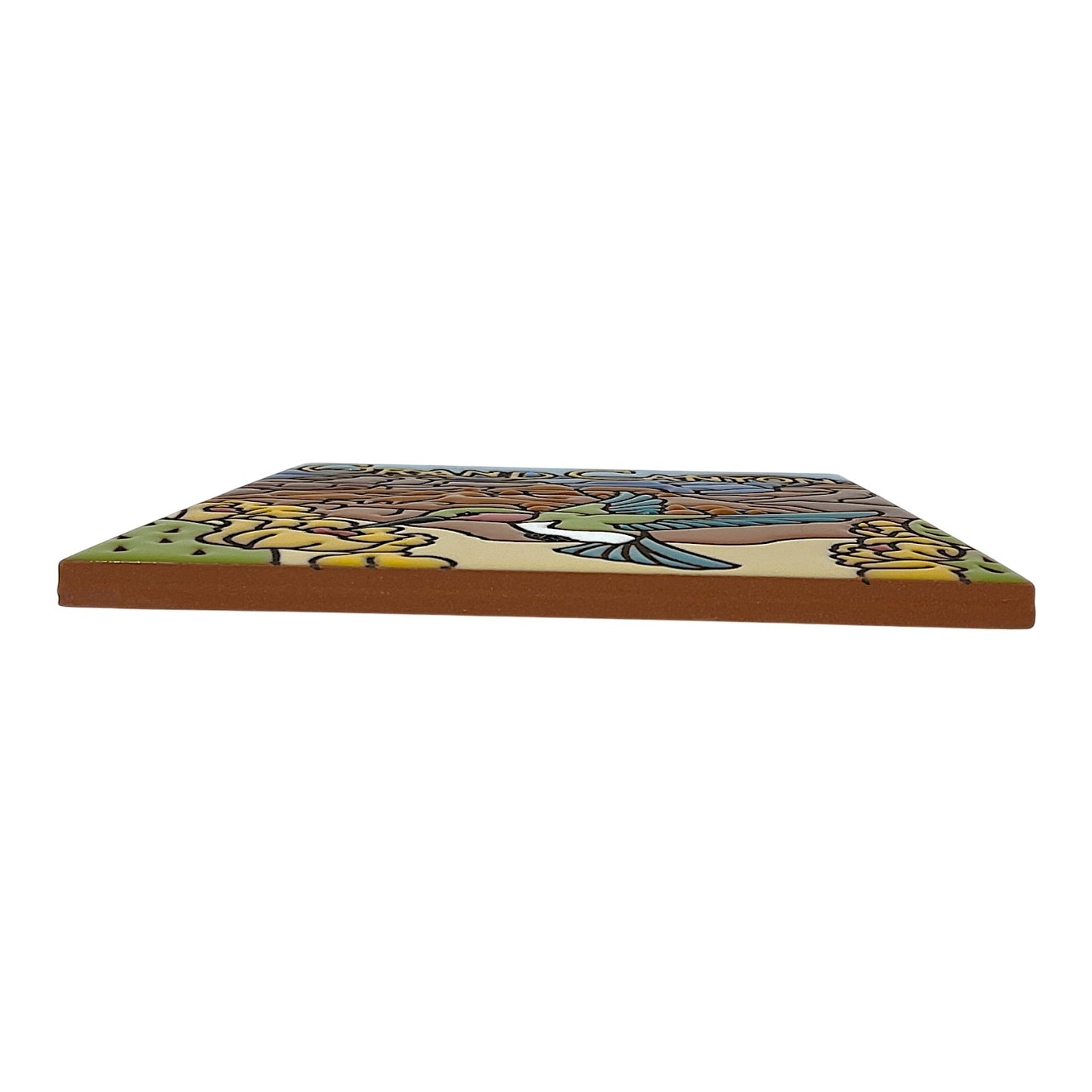 Earthtones Hummingbird at the Grand Canyon 6X6 Hand Glazed Southwest Decorative Tile or Kitchen Trivet