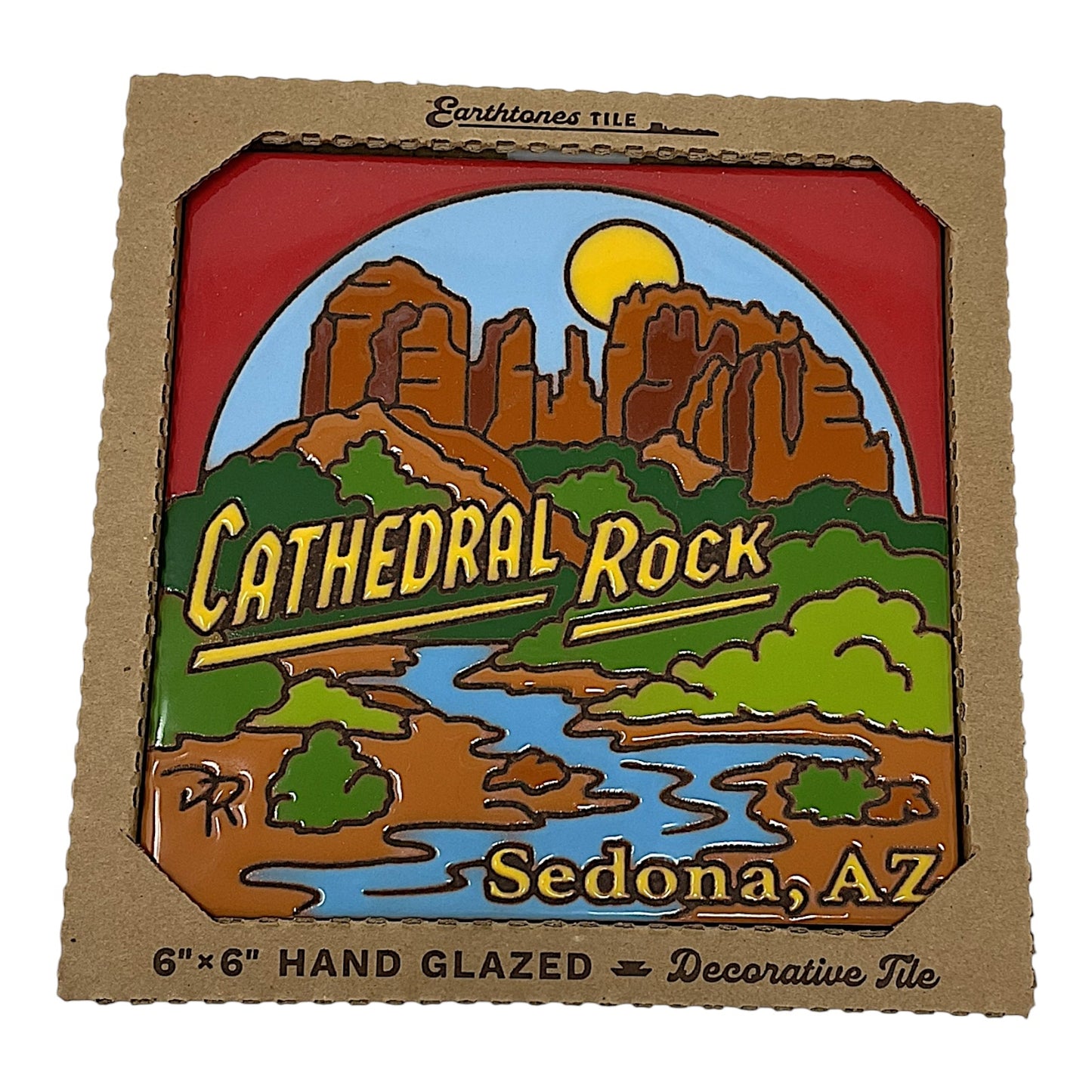 Earthtones Sedona Arizona Cathedral Rock 6X6 Colorful Hand Glazed Southwest Decorative Tile