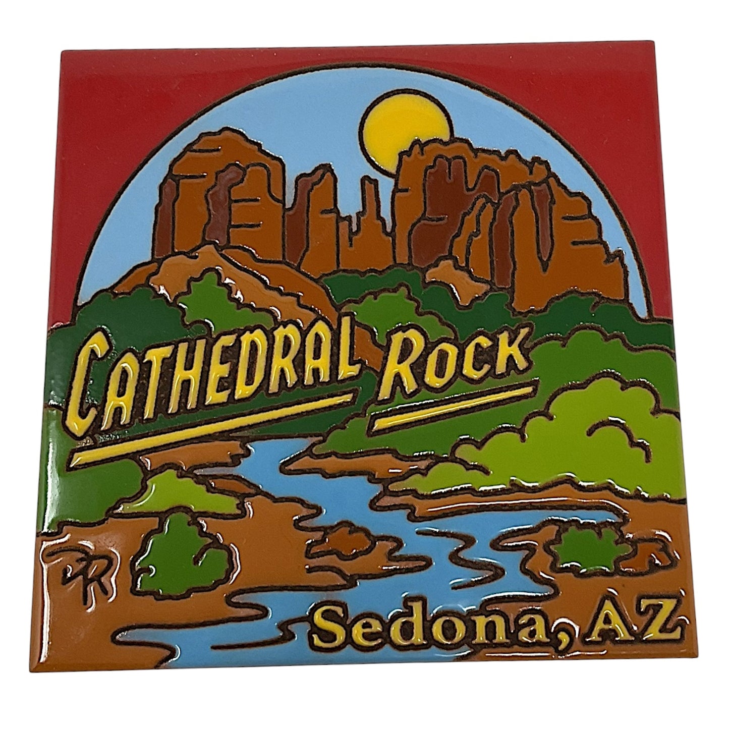 Earthtones Sedona Arizona Cathedral Rock 6X6 Colorful Hand Glazed Southwest Decorative Tile